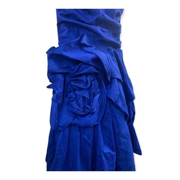 Cindy USA Vintage Formal Mermaid Prom Dress Ruched Blue Stretch Womens Size S - Picture 7 of 12